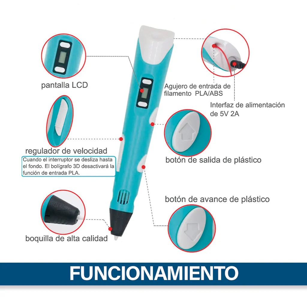 Lapiz de Impresión 3D™ + Filamentos y Plantilla Imprimible de REGALO - ENVÍO GRATIS 🎁