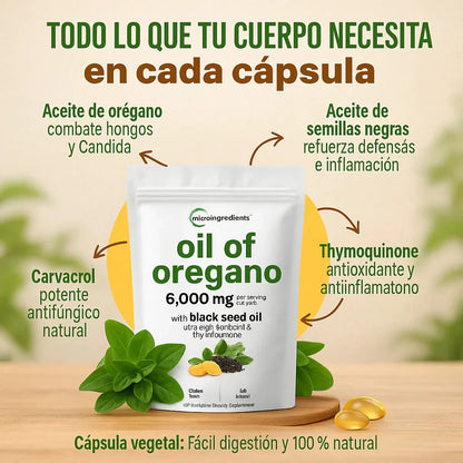 Aceite de Orégano 6000 mg x 30 Softgels - Sistema inmune y defensas