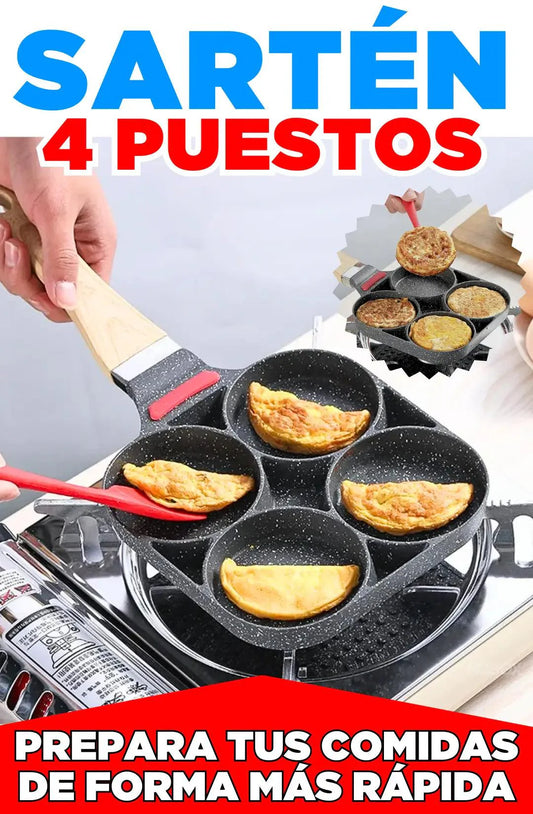 🍳 SARTÉN MULTIUSOS 4 PUESTOS + ENVÍO GRATIS 🎁