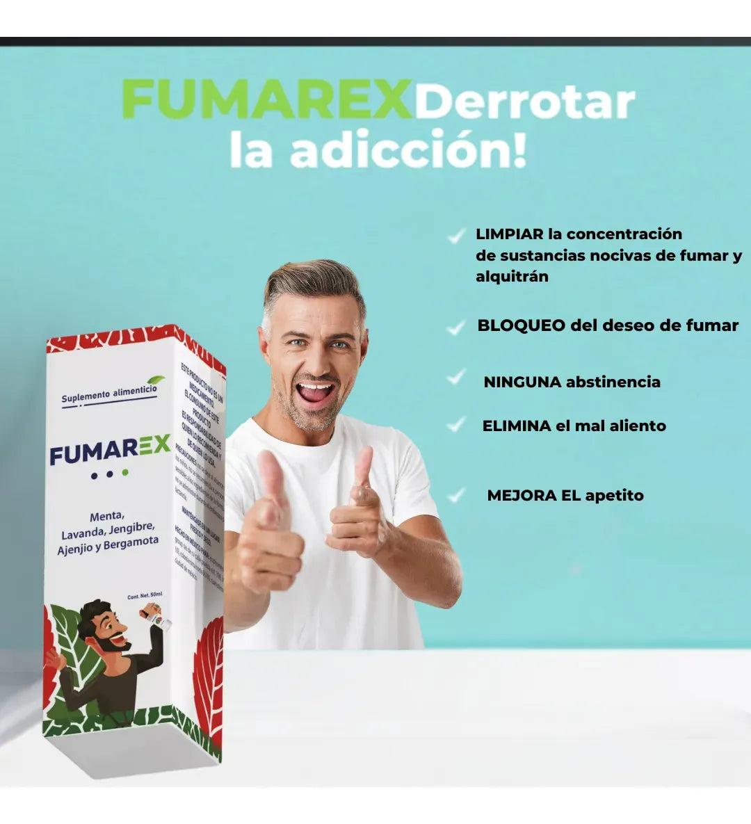 FUMAREX®  FORMULA NATURAL EN SPRAY PARA DEJAR DE FUMAR + ENVIO GRATIS